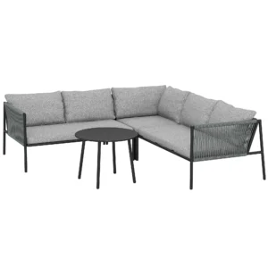Tuinmeubelset polyrattan lounge set met hoekbank tafel kussens weerbestendige zitgroep voor 6 personen outdoor balkonmeubelset tuinlounge terrasmeubilair voor tuin balkon donkergrijs 1