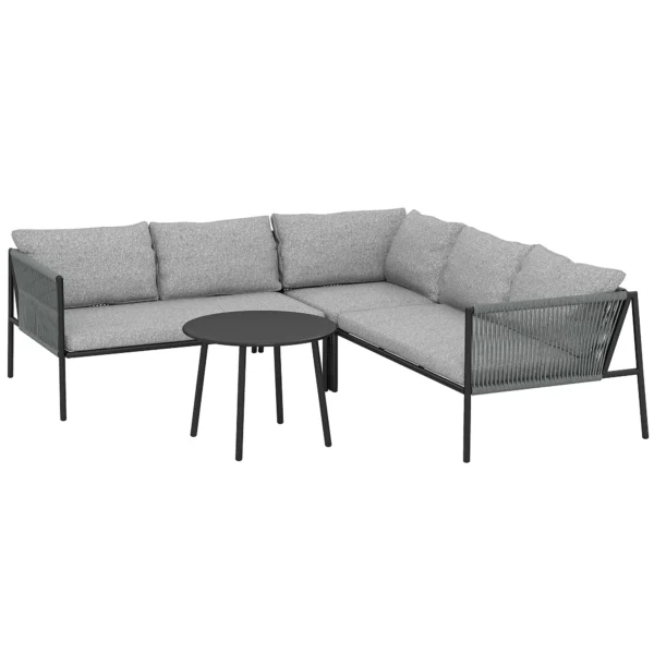 Tuinmeubelset polyrattan lounge set met hoekbank tafel kussens weerbestendige zitgroep voor 6 personen outdoor balkonmeubelset tuinlounge terrasmeubilair voor tuin balkon donkergrijs 1