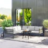 Tuinmeubelset polyrattan lounge set met hoekbank tafel kussens weerbestendige zitgroep voor 6 personen outdoor balkonmeubelset tuinlounge terrasmeubilair voor tuin balkon donkergrijs 10