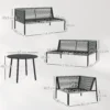 Tuinmeubelset polyrattan lounge set met hoekbank tafel kussens weerbestendige zitgroep voor 6 personen outdoor balkonmeubelset tuinlounge terrasmeubilair voor tuin balkon donkergrijs 4