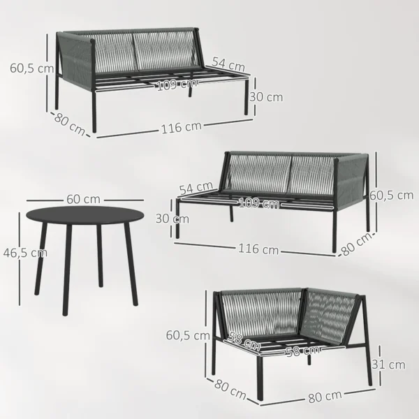 Tuinmeubelset polyrattan lounge set met hoekbank tafel kussens weerbestendige zitgroep voor 6 personen outdoor balkonmeubelset tuinlounge terrasmeubilair voor tuin balkon donkergrijs 4