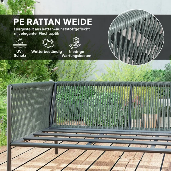 Tuinmeubelset polyrattan lounge set met hoekbank tafel kussens weerbestendige zitgroep voor 6 personen outdoor balkonmeubelset tuinlounge terrasmeubilair voor tuin balkon donkergrijs 6
