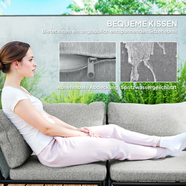 Tuinmeubelset polyrattan lounge set met hoekbank tafel kussens weerbestendige zitgroep voor 6 personen outdoor balkonmeubelset tuinlounge terrasmeubilair voor tuin balkon donkergrijs 7