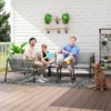 Tuinmeubelset polyrattan lounge set met hoekbank tafel kussens weerbestendige zitgroep voor 6 personen outdoor balkonmeubelset tuinlounge terrasmeubilair voor tuin balkon donkergrijs 9