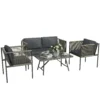 Tuinmeubelset van polyrattan lounge set met 2 zits sofa stoel glazen tafel kussens weerbestendig balkonmeubilair voor 4 personen outdoor zitgroep terrasmeubilair voor tuin balkon grijs 1
