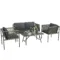 Tuinmeubelset van polyrattan lounge set met 2 zits sofa stoel glazen tafel kussens weerbestendig balkonmeubilair voor 4 personen outdoor zitgroep terrasmeubilair voor tuin balkon grijs 1