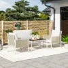 Tuinmeubelset van polyrattan lounge set met 2 zits sofa stoel glazen tafel kussens weerbestendige zitgroep voor 4 personen outdoor balkonmeubelset terrasmeubilair voor tuin balkon bruin+grijs 2
