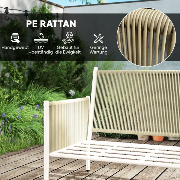 Tuinmeubelset van polyrattan lounge set met 2 zits sofa stoel glazen tafel kussens weerbestendige zitgroep voor 4 personen outdoor balkonmeubelset terrasmeubilair voor tuin balkon bruin+grijs 6