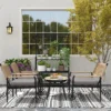 Tuinmeubelset van polyrattan lounge set met 2 zits sofa stoel glazen tafel kussens weerbestendige zitgroep voor 4 personen outdoor balkonmeubelset terrasmeubilair voor tuin balkon donkergrijs+geel 10