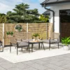 Tuinmeubelset van polyrattan lounge set met 2 zits sofa stoel glazen tafel kussens weerbestendige zitgroep voor 4 personen outdoor balkonmeubelset terrasmeubilair voor tuin balkon donkergrijs+geel 2