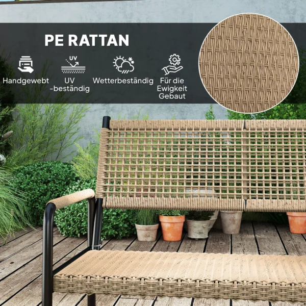 Tuinmeubelset van polyrattan lounge set met 2 zits sofa stoel glazen tafel kussens weerbestendige zitgroep voor 4 personen outdoor balkonmeubelset terrasmeubilair voor tuin balkon donkergrijs+geel 6