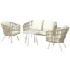 Tuinmeubelset van polyrattan lounge set met 2 zits sofa stoel tafel kussens weerbestendig zitgroep voor 4 personen outdoor balkonmeubelset terrasmeubilair voor tuin balkon terras khaki 1