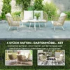 Tuinmeubelset van polyrattan lounge set met 2 zits sofa stoel tafel kussens weerbestendig zitgroep voor 4 personen outdoor balkonmeubelset terrasmeubilair voor tuin balkon terras khaki 5