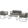 Tuinmeubelset van polyrattan lounge set met sofa stoel tafel kussens weerbestendig zitgroep voor 4 personen balkonmeubelset tuinlounge terrasmeubels voor tuin balkon bruin+donkergrijs 1