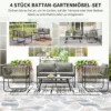 Tuinmeubelset van polyrattan lounge set met sofa stoel tafel kussens weerbestendig zitgroep voor 4 personen balkonmeubelset tuinlounge terrasmeubels voor tuin balkon bruin+donkergrijs 5