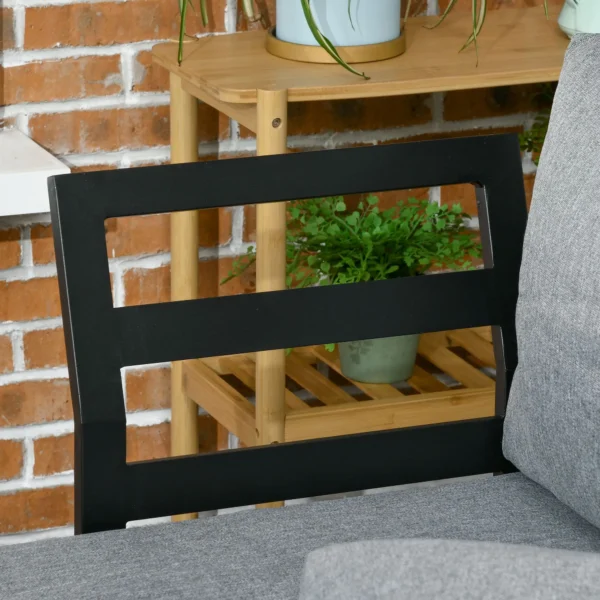 Tuinmeubelset voor 3 personen balkonmeubilair met zitkussens, aluminium frame in houtlook, donkergrijs & natuur 10