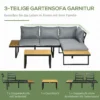 Tuinmeubelset voor 3 personen balkonmeubilair met zitkussens, aluminium frame in houtlook, donkergrijs & natuur 5