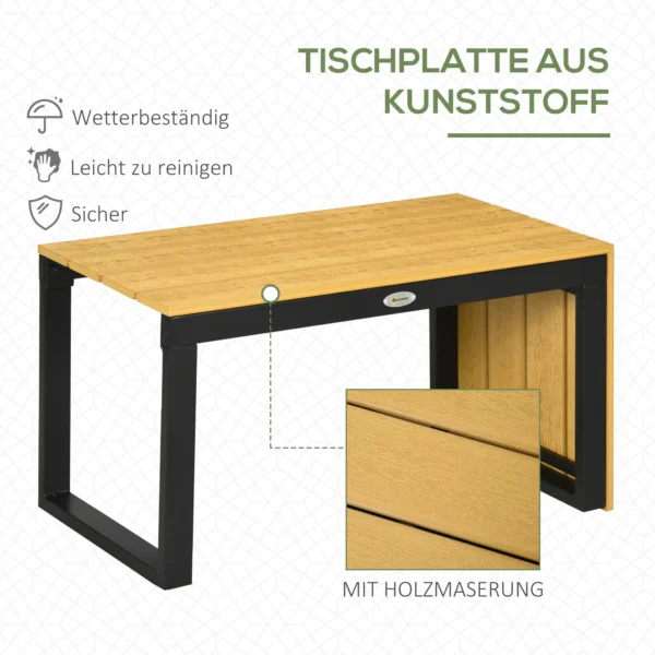 Tuinmeubelset voor 3 personen balkonmeubilair met zitkussens, aluminium frame in houtlook, donkergrijs & natuur 6