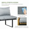 Tuinmeubelset voor 3 personen balkonmeubilair met zitkussens, aluminium frame in houtlook, donkergrijs & natuur 7