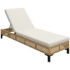 Tuinmeubilair zonneligstoel 3 traps verstelbaar met kussen, rattan ligstoel van staal, natuur 65 x 200 x 31 cm voor tuin & terras 1