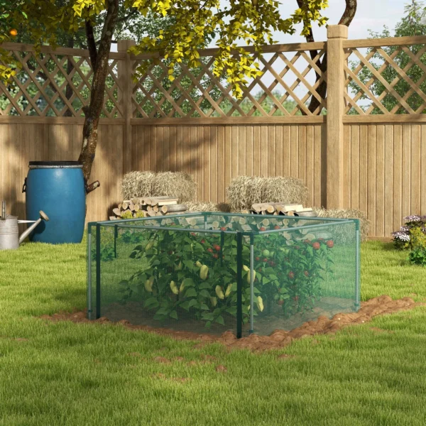Tuinnet insectenbeschermingsnet met ritssluiting deur 1,25x1,25m winddicht van staal in groen voor tuin & terras 2