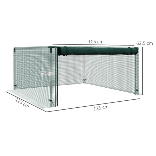 Tuinnet insectenbeschermingsnet met ritssluiting deur 1,25x1,25m winddicht van staal in groen voor tuin & terras 4