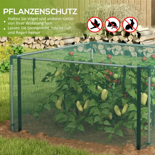 Tuinnet insectenbeschermingsnet met ritssluiting deur 1,25x1,25m winddicht van staal in groen voor tuin & terras 5
