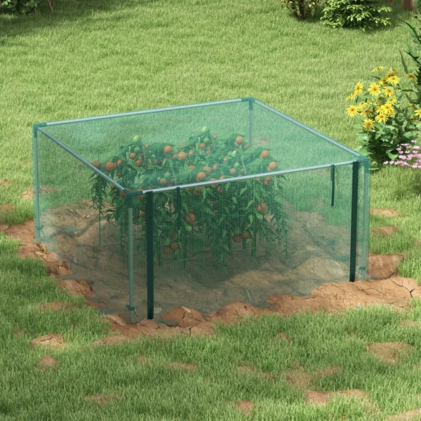 Tuinnet insectenbeschermingsnet met ritssluiting deur 1,25x1,25m winddicht van staal in groen voor tuin & terras 9