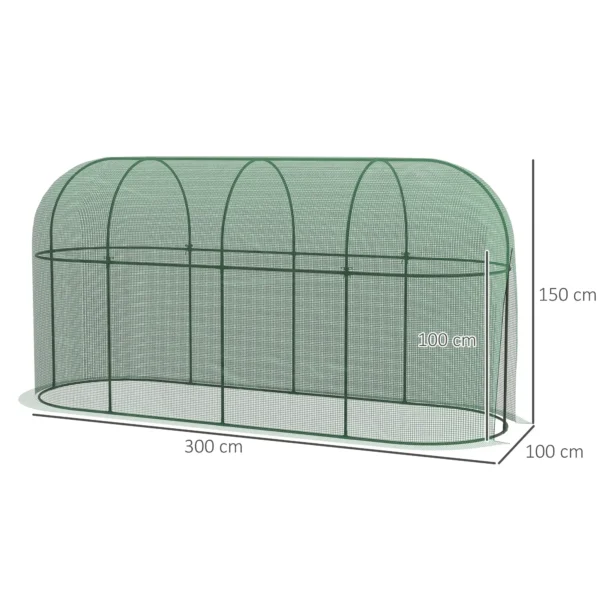 Tuinnet plantenbeschermingstent 3x1m, winddicht & insectenbescherming, ongediertebescherming van staal, groen voor tuinplanten 4