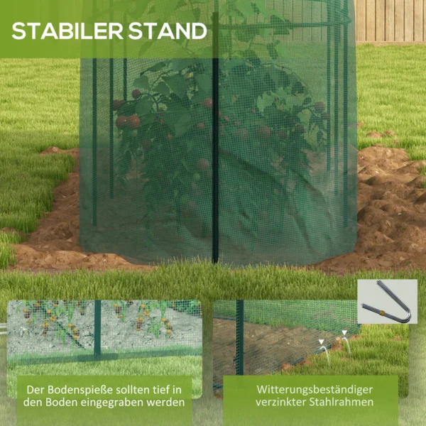 Tuinnet plantenbeschermingstent 3x1m, winddicht & insectenbescherming, ongediertebescherming van staal, groen voor tuinplanten 7