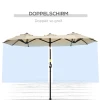 Tuinparasol 285x147cm marktparasol met kantelhoek dubbele zonnescherm met winddak voor terras en tuin khaki 6