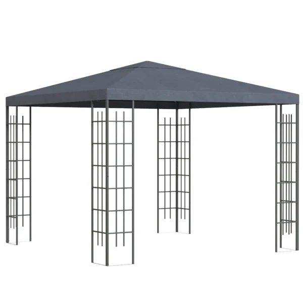 Tuinpaviljoen 3x3m stabiele feesttent, feesttent, tuintent van staal & polyester in grijs voor tuinfeesten & evenementen 1
