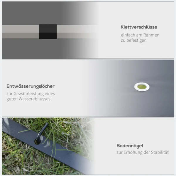 Tuinpaviljoen 3x3m stabiele feesttent, feesttent, tuintent van staal & polyester in grijs voor tuinfeesten & evenementen 7