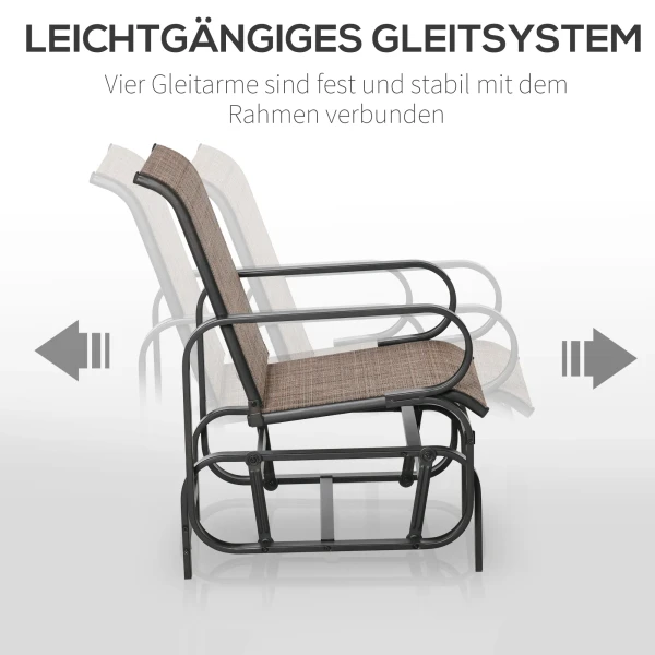 Tuinschommelstoel relaxstoel tuinschommel staal texteline bruin 62x75x91,5cm 5