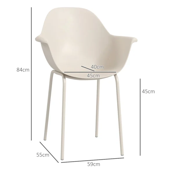 Tuinstoel 4 delige set stapelstoelen met rugleuning armleuning balkonstoelen eetstoel voor tuin tot 120 kg grijs 4