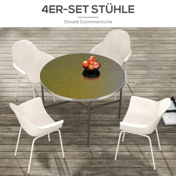 Tuinstoel 4 delige set stapelstoelen met rugleuning armleuning balkonstoelen eetstoel voor tuin tot 120 kg grijs 5