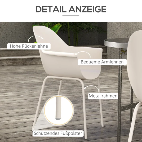 Tuinstoel 4 delige set stapelstoelen met rugleuning armleuning balkonstoelen eetstoel voor tuin tot 120 kg grijs 6
