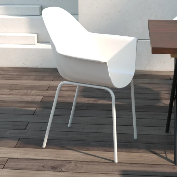 Tuinstoel 4 delige set stapelstoelen met rugleuning armleuning balkonstoelen eetstoel voor tuin tot 120 kg grijs 7