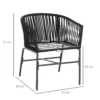 Tuinstoelen set van 2 met kussens, belastbaar tot 120 kg, gebogen zitschaal in boho stijl, metalen frame 57 x 60 x 71 cm, zwart 4