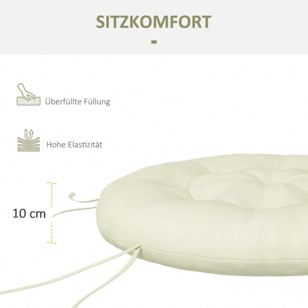 Tuinstoelkussen zitkussen voor maanstoel met 10 cm vulling, comfortabel stoelkussen van polyester in beige voor tuinmeubilair 7
