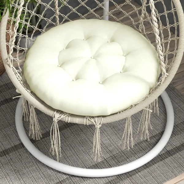 Tuinstoelkussen zitkussen voor maanstoel met 10 cm vulling, comfortabel stoelkussen van polyester in beige voor tuinmeubilair 8