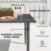 Tuintafel 150x90cm, weerbestendige balkontafel van staal, balkontafel met paraplu gat lamellenontwerp outdoor campingtafel bijzettafel, rechthoekige terrastafel voor tuin balkon zwart 8