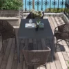 Tuintafel eettafel voor 6 personen terrastafel balkontafel van aluminium donkergrijs 145x90x74 cm voor tuin terras 10