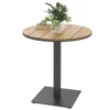Tuintafel Ø70 cm, weerbestendig rond balkontafel met lameldesign, stalen eettafel buiten, campingtafel bijzettafel, terrastafel voor tuin terras balkon natuurhout 1