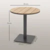 Tuintafel Ø70 cm, weerbestendig rond balkontafel met lameldesign, stalen eettafel buiten, campingtafel bijzettafel, terrastafel voor tuin terras balkon natuurhout 4