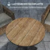 Tuintafel Ø70 cm, weerbestendig rond balkontafel met lameldesign, stalen eettafel buiten, campingtafel bijzettafel, terrastafel voor tuin terras balkon natuurhout 6