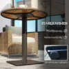 Tuintafel Ø70 cm, weerbestendig rond balkontafel met lameldesign, stalen eettafel buiten, campingtafel bijzettafel, terrastafel voor tuin terras balkon natuurhout 8