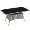 Tuintafel polyrattan glazen tafel 150x85x74cm met veiligheidsglas in grijs zwart voor tuin balkon terras 1