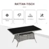Tuintafel polyrattan glazen tafel 150x85x74cm met veiligheidsglas in grijs zwart voor tuin balkon terras 5