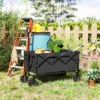 Tuinwagen 100 kg belastbaar inklapbaar uitgebreide transportwagen met uitneembare zeil handvat wielen bolderkar handkar tuinkar 160 liter gereedschapswagen voor huis, tuin zwart 2